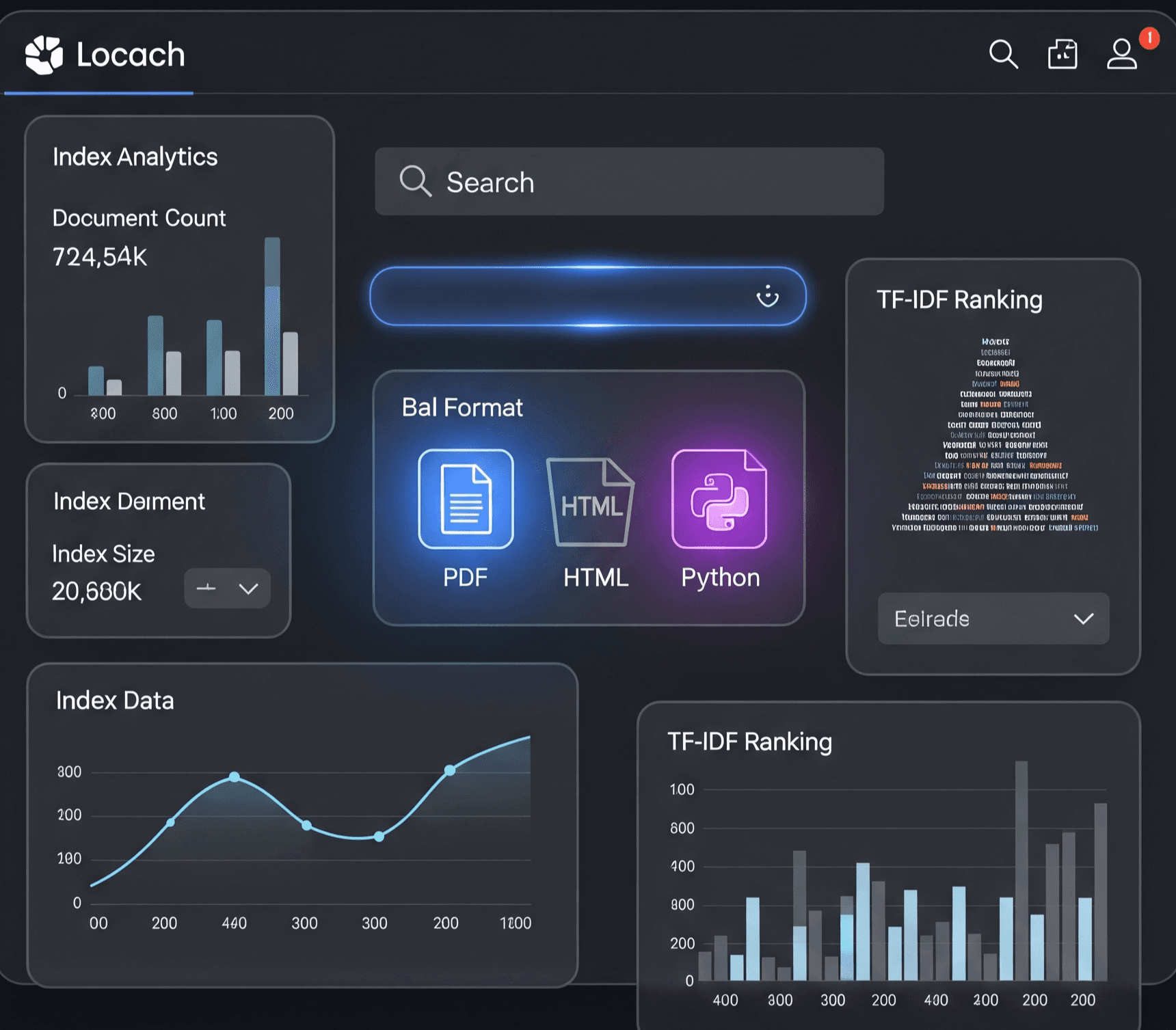 InsightIndex dashboard with charts and TF-IDF rankings
