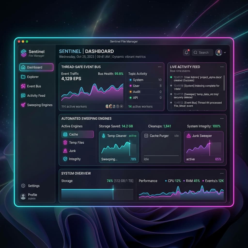 Sentinel File Manager dashboard interface